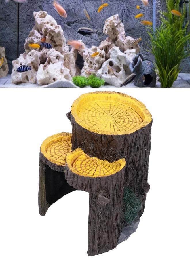 WGFOIP Resin Fish Tank Shelter, Caves Hide Hut Fish Tank Ornaments Reptile Hiding Place Stump for Reptiles - Image 2